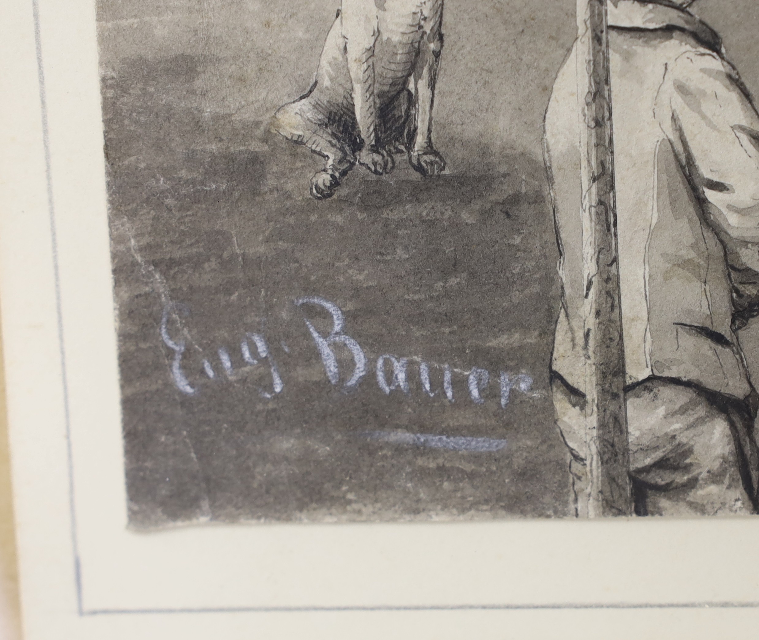 Eugene Bauer, 1904, monochrome watercolour, 